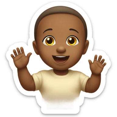 Baby saying hey mom and waving sticker