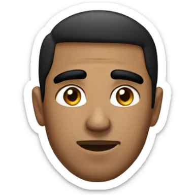 the guy is 20+ years old, black-haired, with thick black eyebrows, a snub nose and a pointed chin sticker