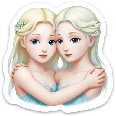 two ethereal souls embracing each other sticker