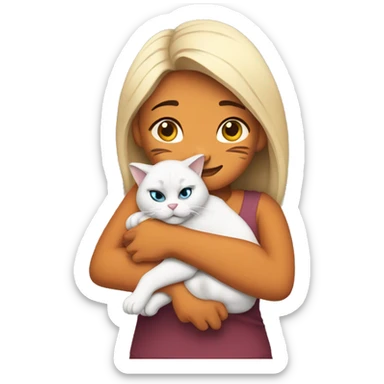 woman hugging a Himalayan cat tiger sticker