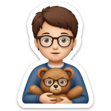 kid wearing glass with teddy bear  sticker