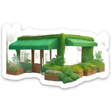 shop with green roof sticker