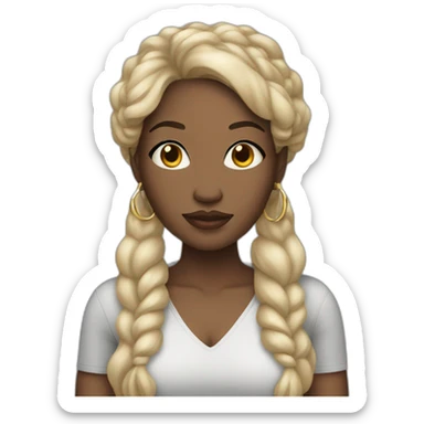 black woman with a round face and long black hair and hoop earrings sticker