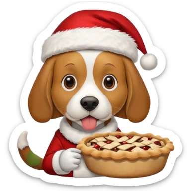 beagle in the santa hat eating a pie sticker