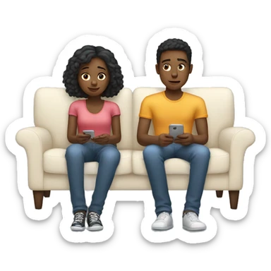 Boy and Girl laying on Couch watching on their phones  sticker
