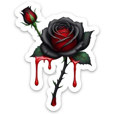 Black rose with blood drips sticker