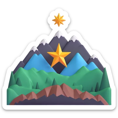 eight-pointed star with wide points and mountain silhouette in middle sticker