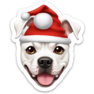 White american bulldog with xmas hat sticker
