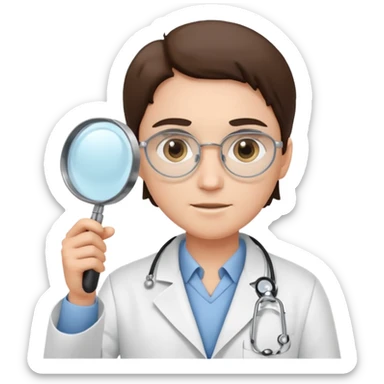 medica de jaleco com uma lupa sticker