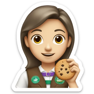 white girl scout selling cookie sticker
