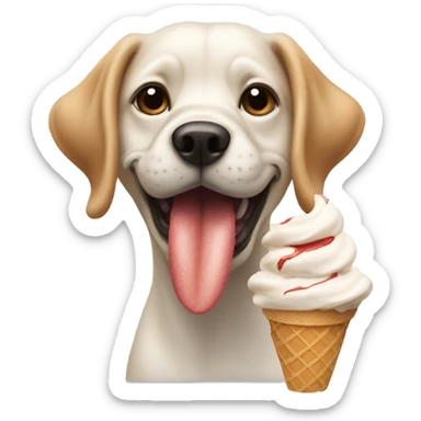 a dog eating an ice cream cone like a crab sticker