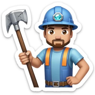 Minecraft miner holding a diamond pickaxe sticker