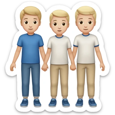 white family two boys, two boys, all same age, no parents, holding hands  sticker
