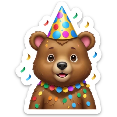 Partying bear cub with confetti  sticker
