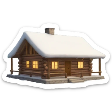 Log cabin with snow sticker
