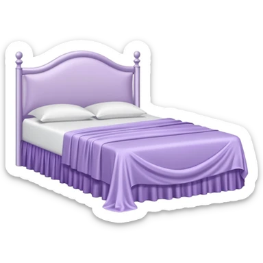 Light purple silk bed on a white bed frame sticker
