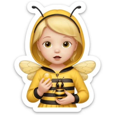 baby girl with pacifier dressed as a bee sticker