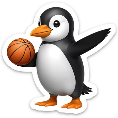 Penguin playing basketball sticker