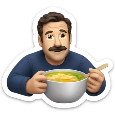 Ted lasso eating chicken soup  sticker