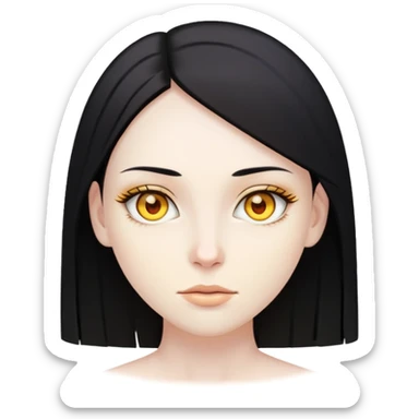 woman with black straight hair, very pale skin, yellow amber eyes sticker
