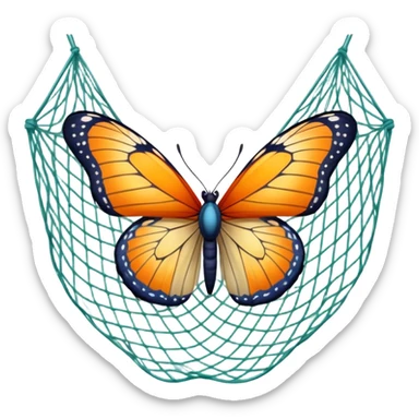 butterfly being caught in a net sticker