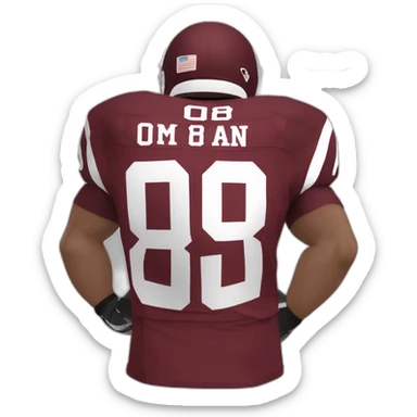 Football player with maroon jersey number 88 with the school name H-SC white skin sticker