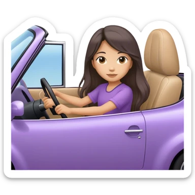 Long hair asian girl driving on her way in a lavendar car  sticker