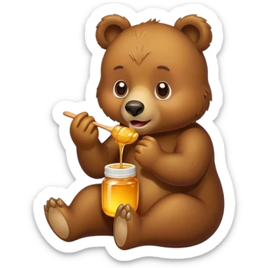 bear eating honey sticker
