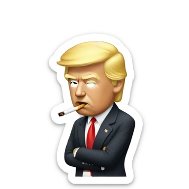 Trump smoking a tobacco  sticker