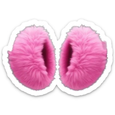 hot pink fluffy ear muffs sticker
