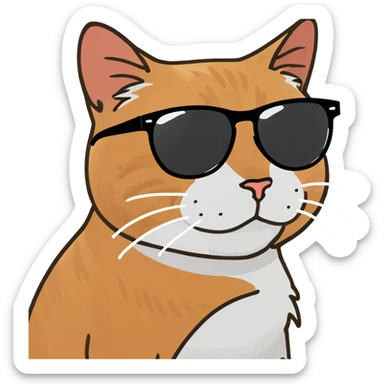 Cat with sunglass sticker