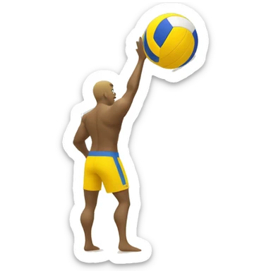 Yellow Man in shorts  passing a beach volleyball sticker