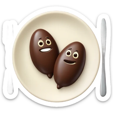Chocolate quenelle and vanilla quenelle on a plate sticker