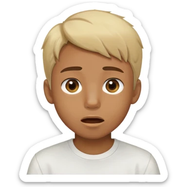 1boy, male_focus, solo, transparent_background, brown_eyes, shirt, looking_at_viewer, white_shirt, blonde_hair, portrait, open_mouth, brown_hair sticker