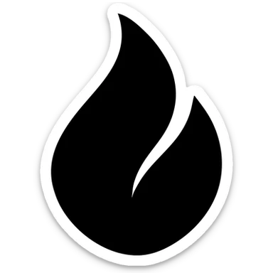 abstract flame shape, solid black geometric style sticker