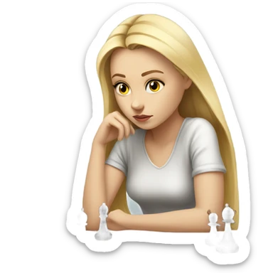 Blonde girl playing chess sticker