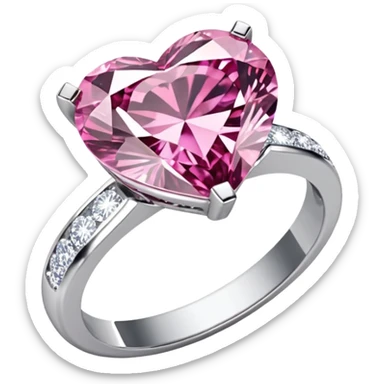 Pink heart diamond ring sticker