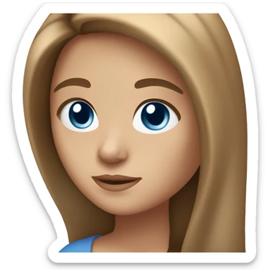 Girl with light darker hairbrown brown long hair, blue eyes, and peachy skin  sticker