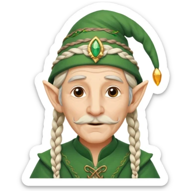 elves with braided hair old man sticker