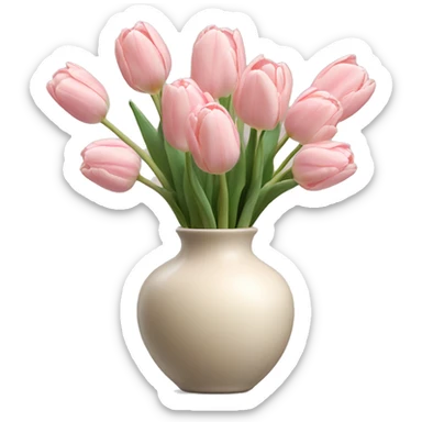 Pale blush pink tulips in vase sticker