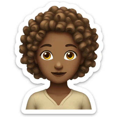 Curly brown hair girl zen sticker