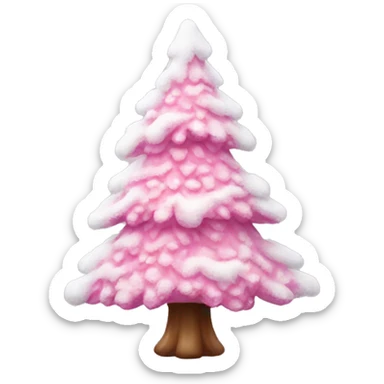 pink snowy christmas tree  sticker