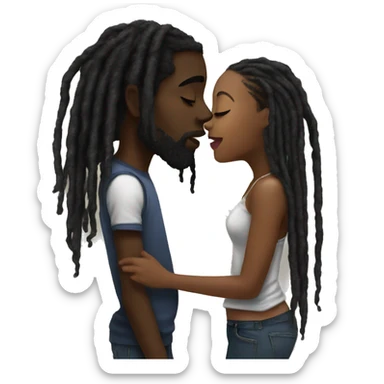 kiss-kiss black girl and black guy with dreads sticker