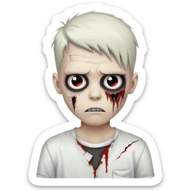 zombie boy with emo hair and white shirt sticker