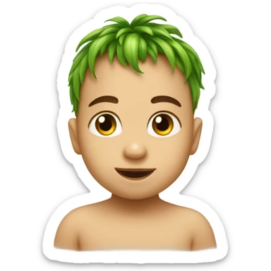 baby boy emoji with one sprout of hair sticker