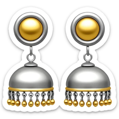 generate an ios genmoji of plain silver jhumkas sticker