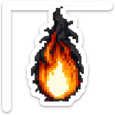 Remove the face and ensure there is no red color. Keep the black flame with no background. The style should maintain the original look but with these edits. sticker