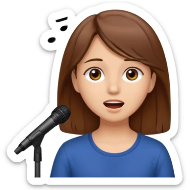girl with a brown hair and brown eyes singing  sticker