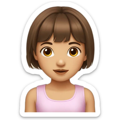Little girl with brown eyes, brown square hair with bangs sticker