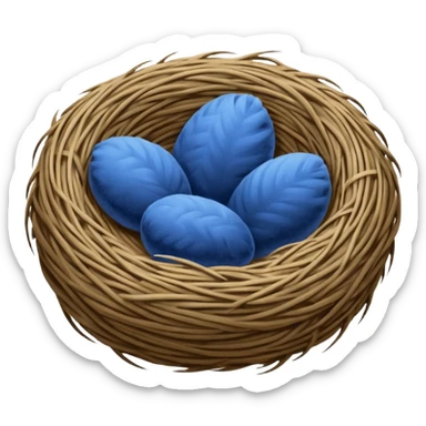 Nest made with blue velvet fabric sticker